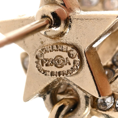 Chanel Metal Crystal CC Star Drop Earrings Gold 4 of 5