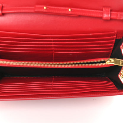 Saint Laurent Calfskin Crocodile Embossed Monogram Chain Wallet New Lipstick Red 5 of 11