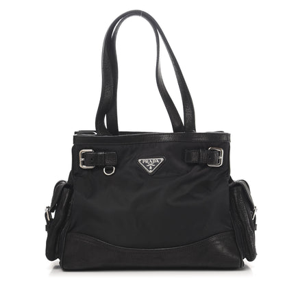 Prada Tessuto Nylon Calfskin Shoulder Bag Black 1 of 9