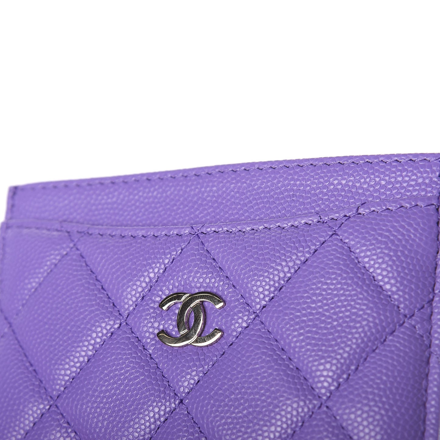 Caviar Quilted Card Holder Purple