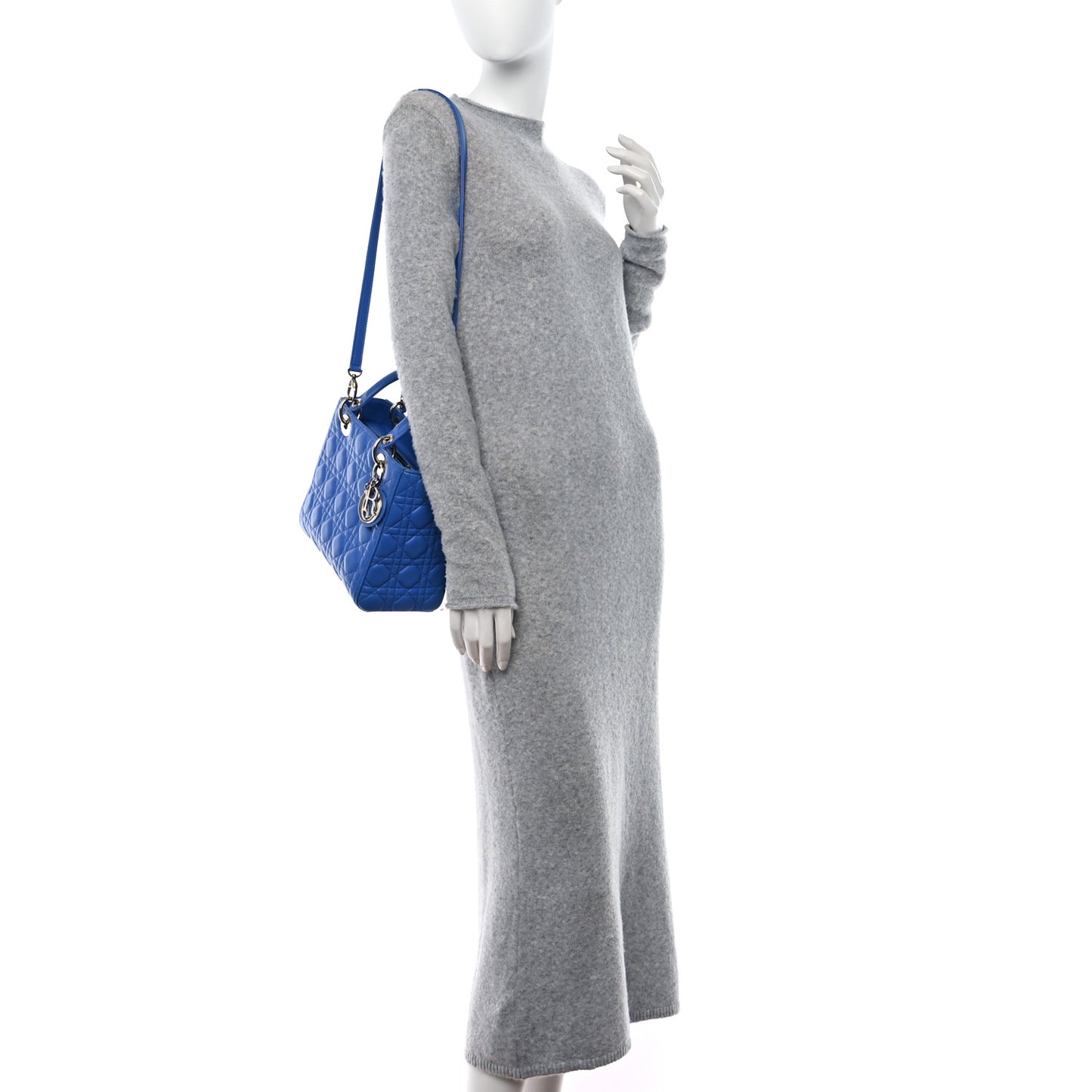 Lambskin Cannage Medium Lady Dior Blue