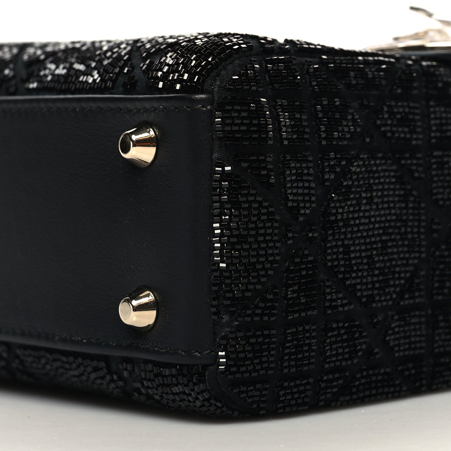 Lambskin Beaded Mini Lady Dior Black