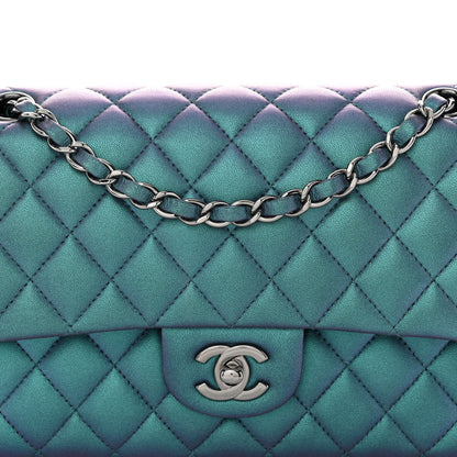 Chanel Metallic Lambskin Quilted Medium Double Flap Turquoise 8 of 10