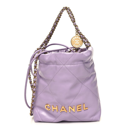 Chanel Shiny Calfskin Quilted Mini Chanel 22 Light Purple 1 of 11