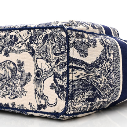 Christian Dior Canvas Embroidered Toile De Jouy Catherine Tote Blue 10 of 12