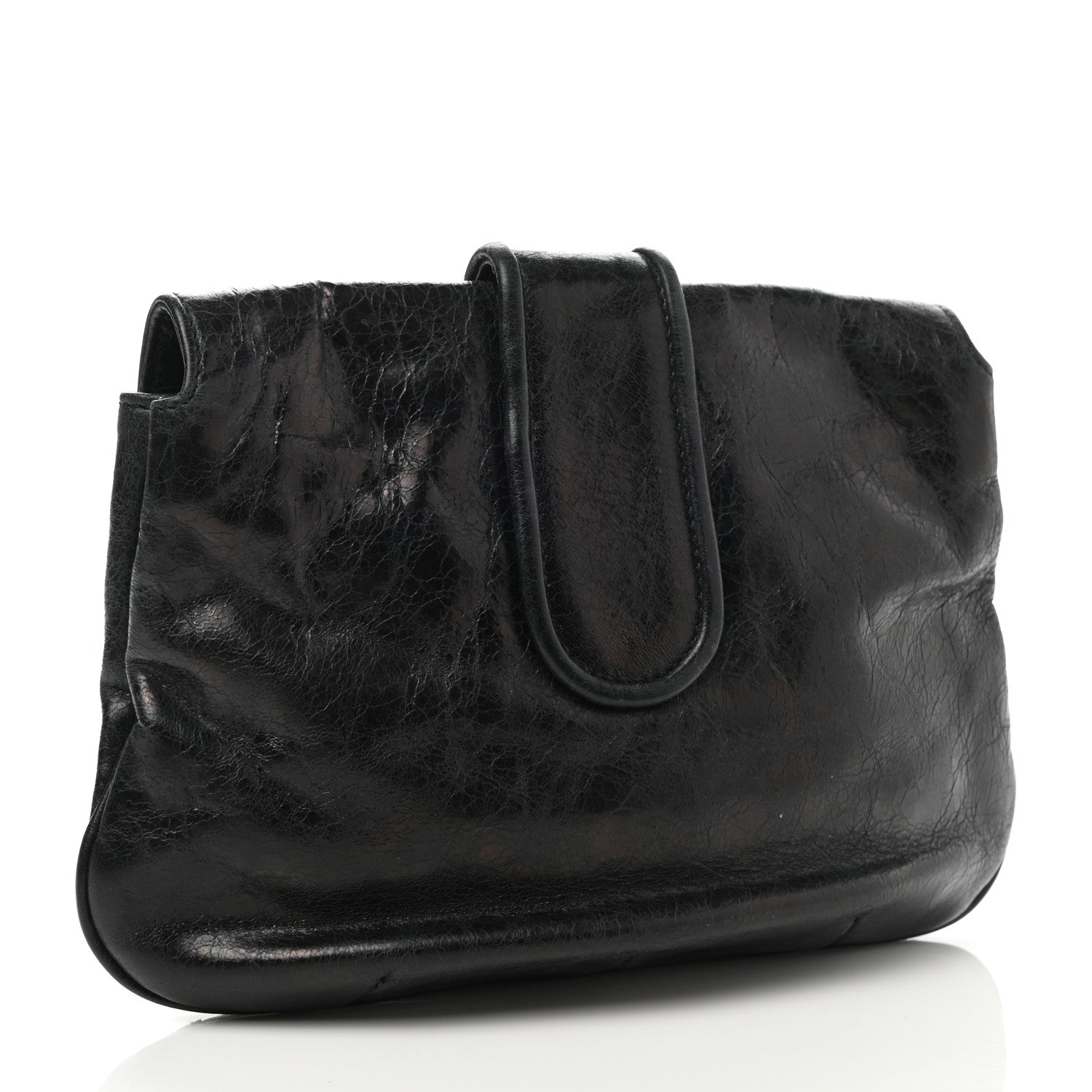 Balenciaga Agneau Classic Hardware Pouch Flap Clutch Black 4 of 8