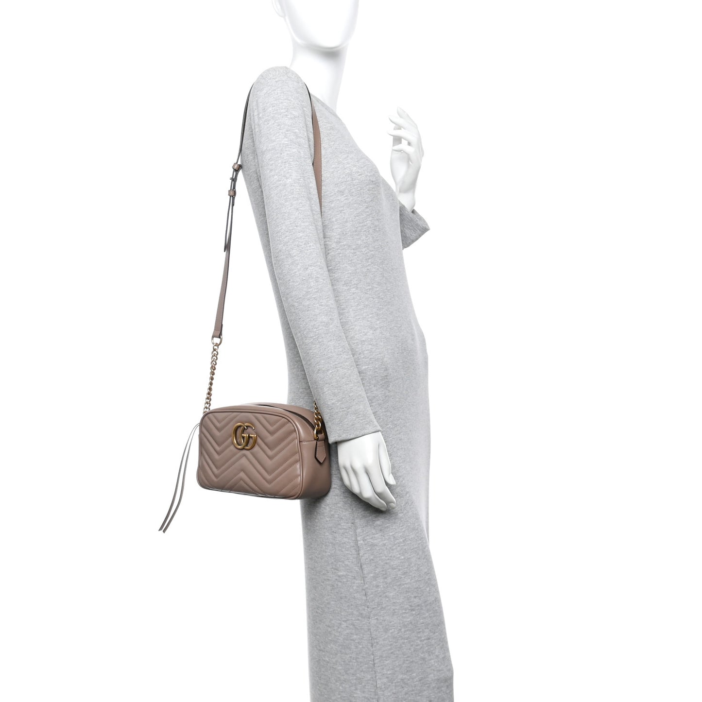Calfskin Matelasse Small GG Marmont Chain Shoulder Bag Porcelain Rose