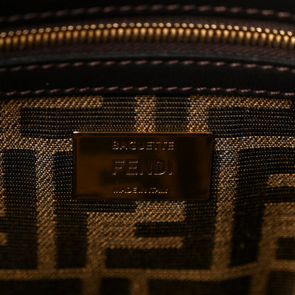 Fendi Fabric Jacquard FF 1974 Medium Baguette Tobacco Moro Black 6 of 10