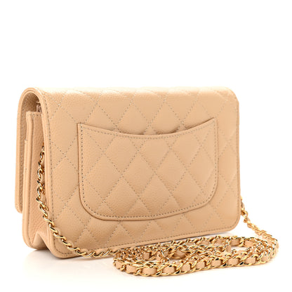 Chanel Caviar Quilted Wallet On Chain WOC Beige 3 of 10