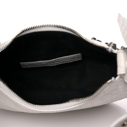 Balenciaga Extra Supple Calfskin Crocodile Embossed Le Cagole Shoulder Bag XS White 5 of 16