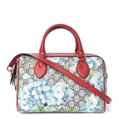 Gucci GG Supreme Monogram Blooms Small Boston Beige Blue Navy Hibiscus Red 1 of 10