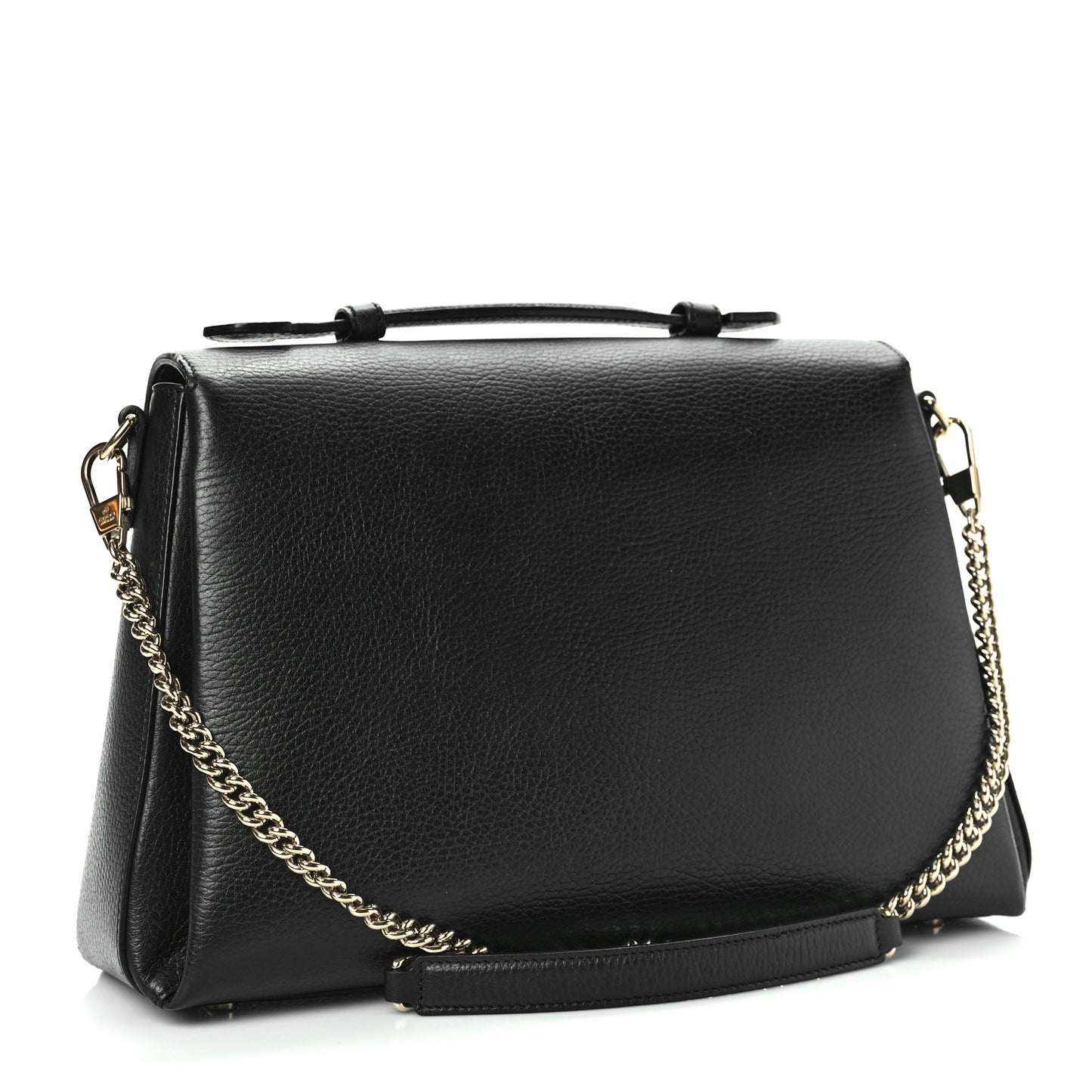Dollar Calfskin Medium Interlocking G Top Handle Shoulder Bag Black