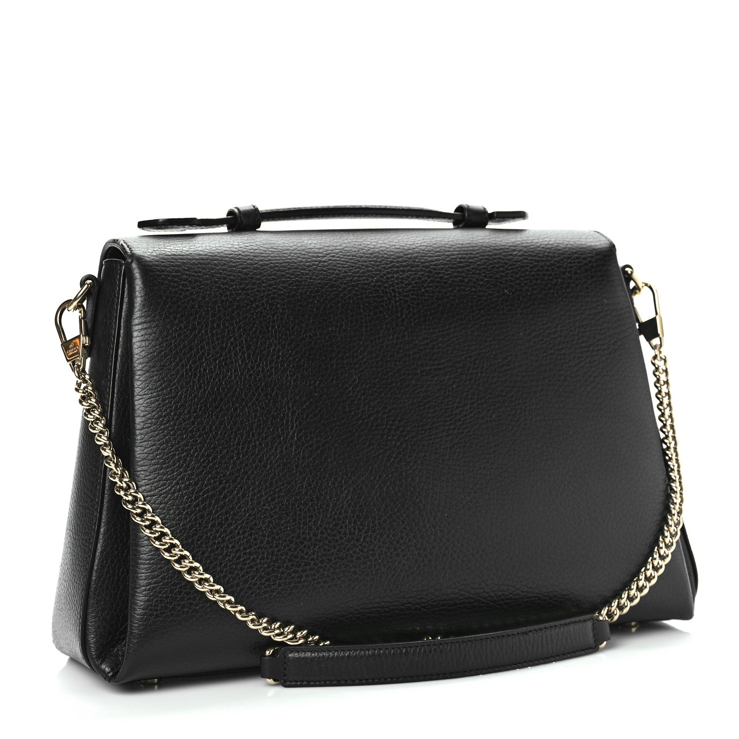 Gucci Dollar Calfskin Medium Interlocking G Top Handle Shoulder Bag Black 3 of 9