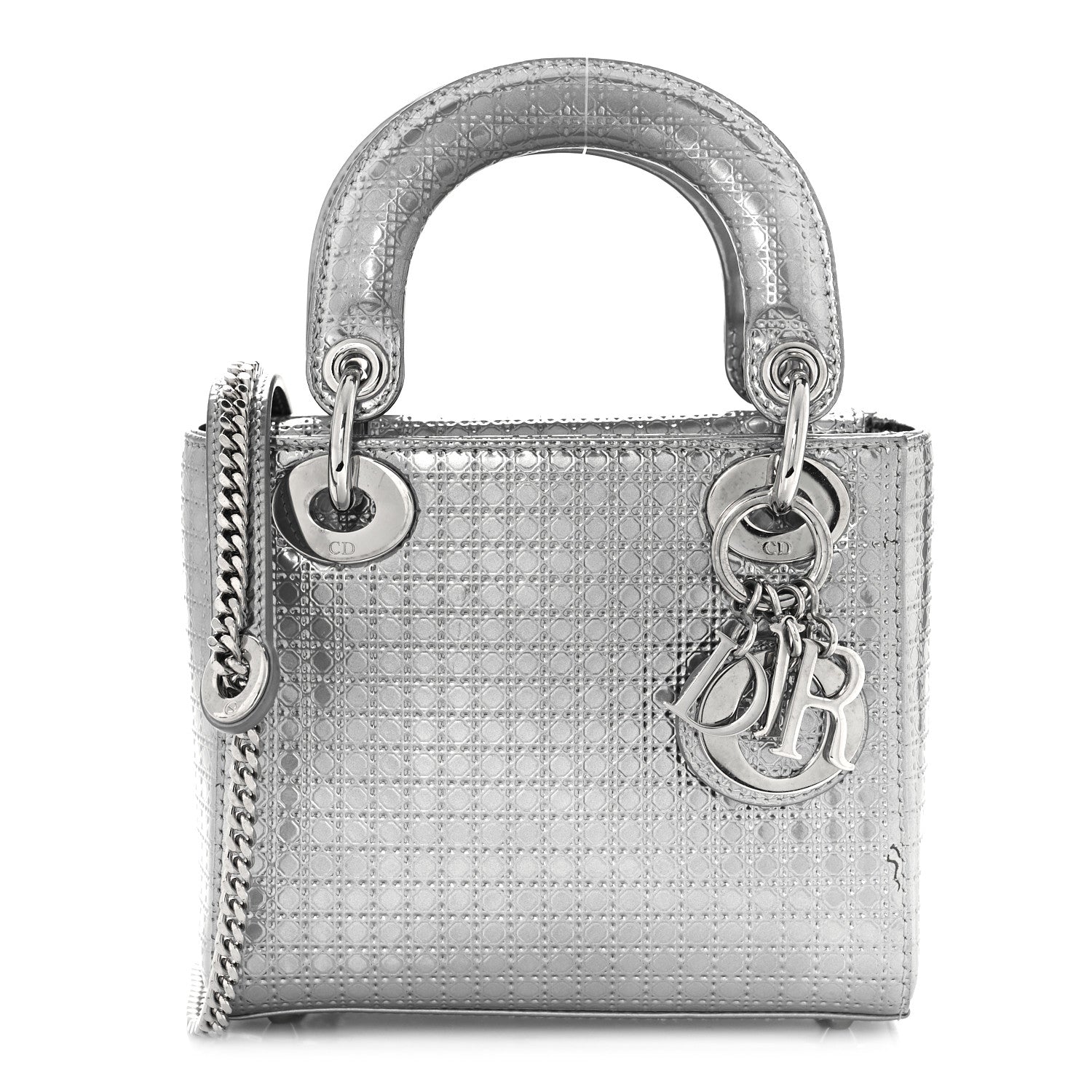 Christian Dior Metallic Patent Micro-Cannage Mini Lady Dior Silver 1 of 10