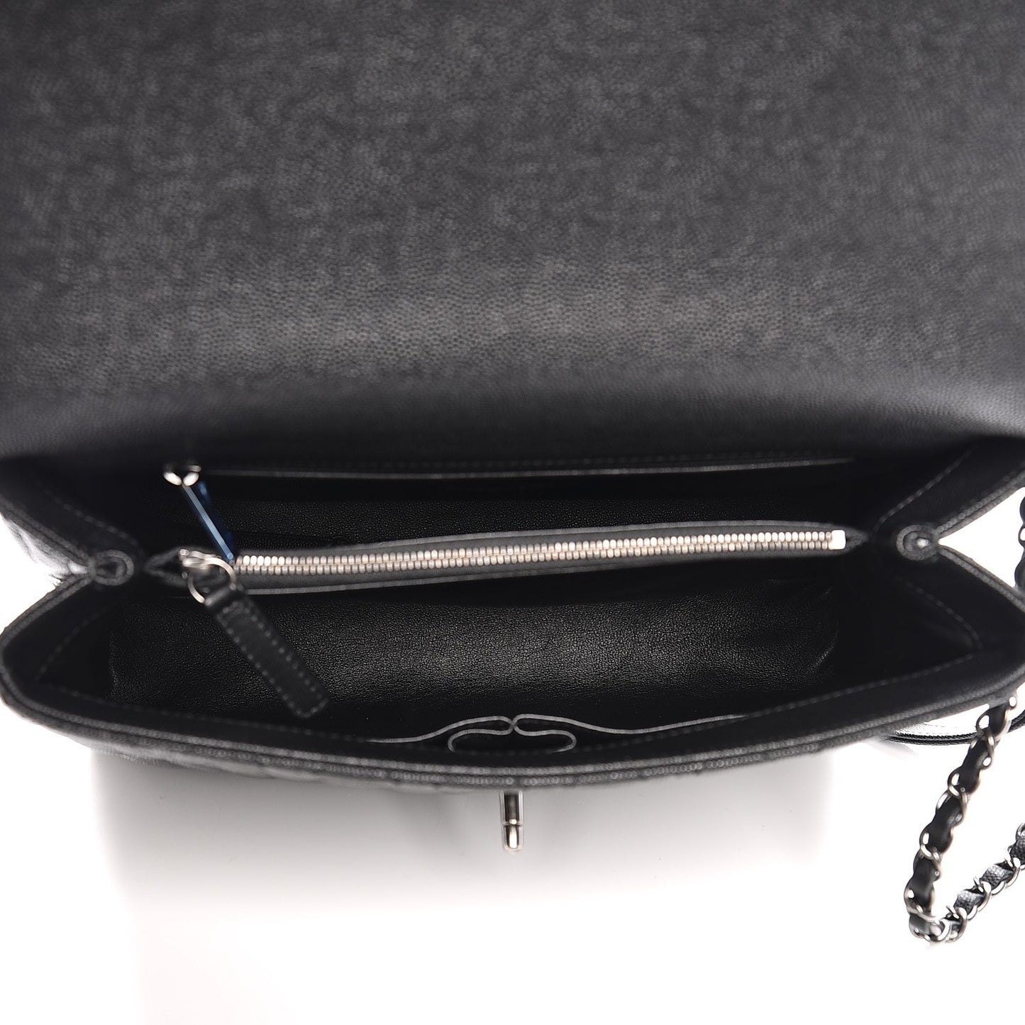 Caviar Lizard Quilted Large Coco Handle Flap Black