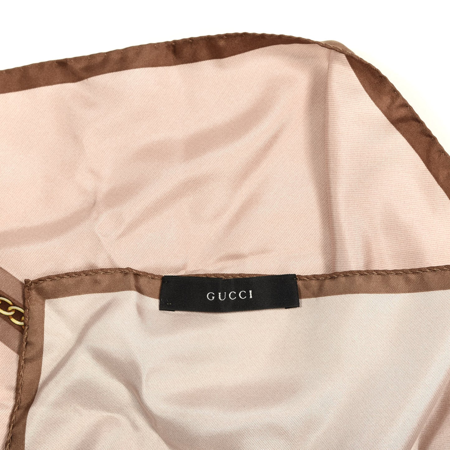 Silk Square Chain Scarf Pink Brown