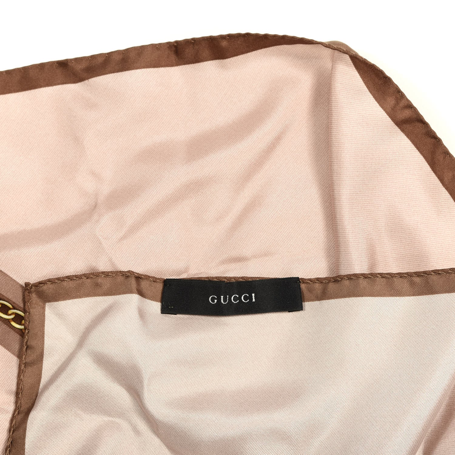Gucci Silk Square Chain Scarf Pink Brown 3 of 3