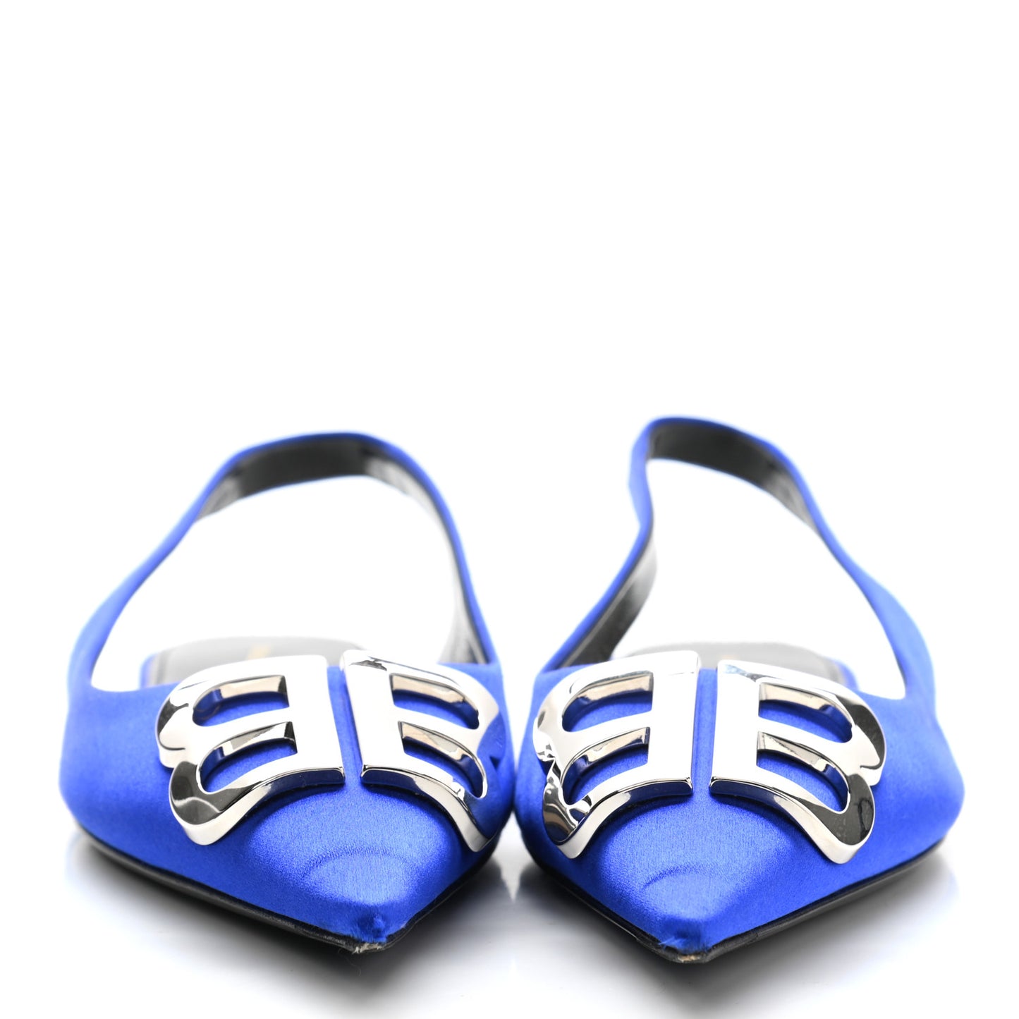 Satin BB Knife Pointy Toe Slingback Flats 36.5 Bleu