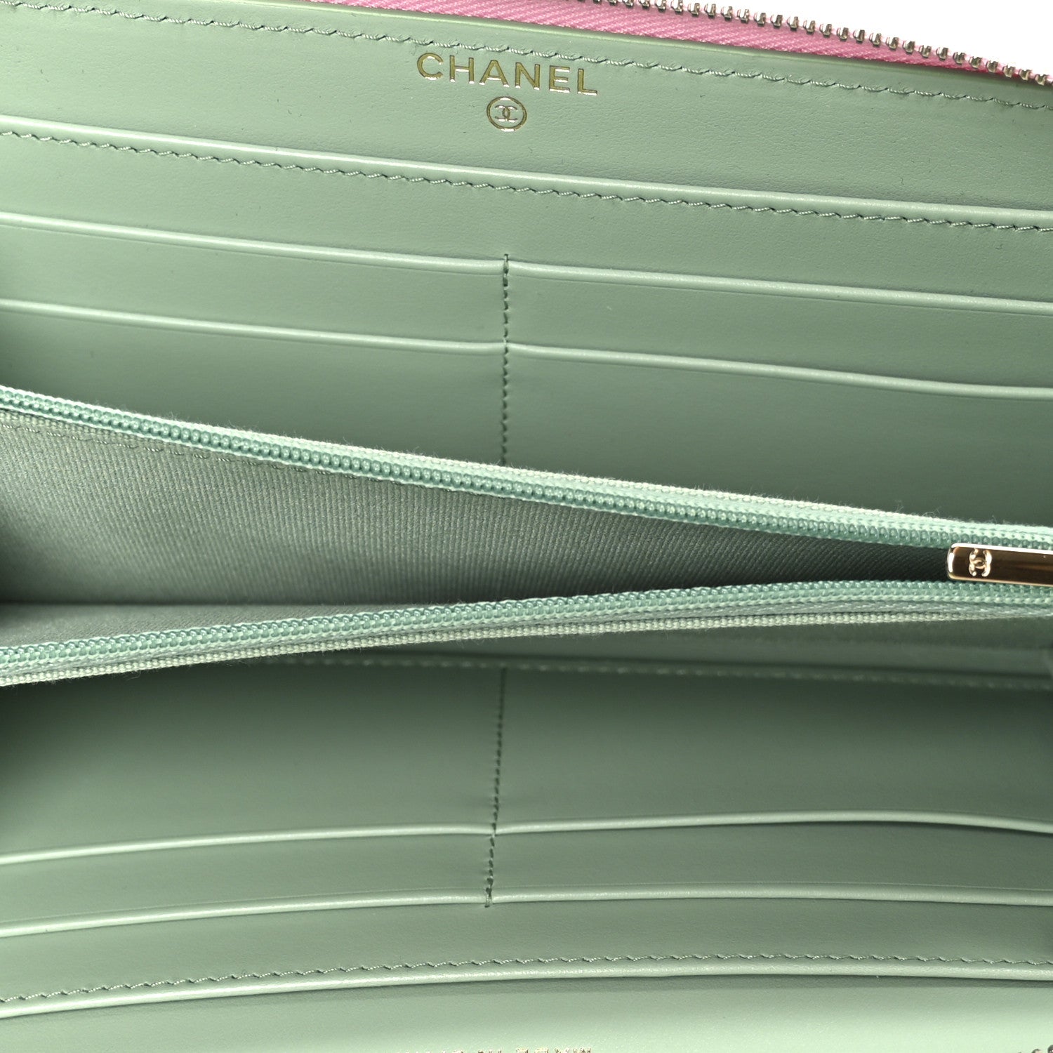 Chanel Caviar Quilted Perforated CC Long Zipped Wallet Pink 5 of 10