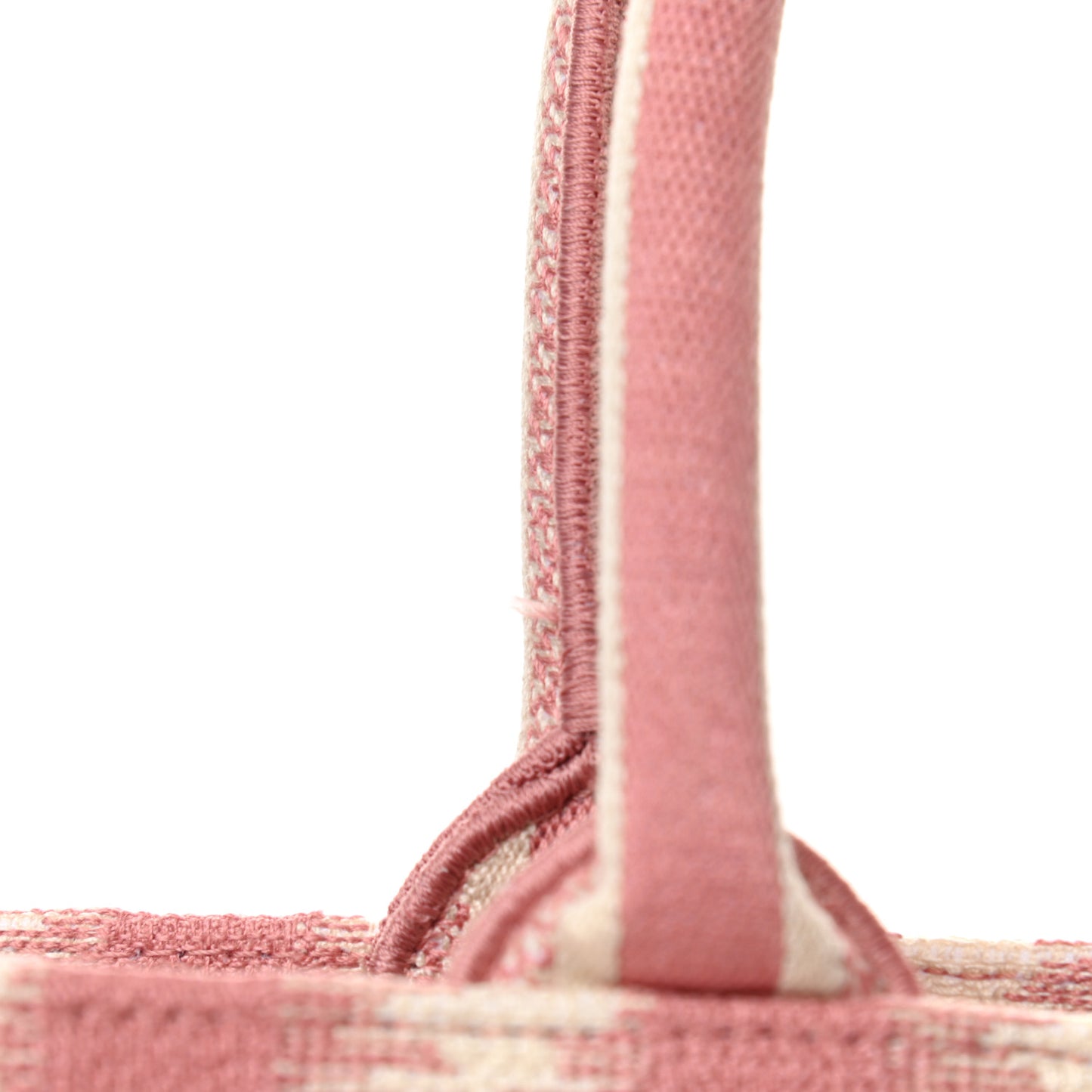 Canvas Embroidered Large Striped Book Tote Pink