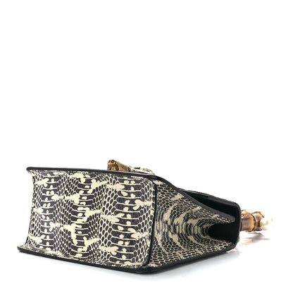 Gucci Snakeskin Pearl Mini Fox Broche Bamboo Top Handle Bag Roccia Hibiscus Red Mystic White 10 of 12