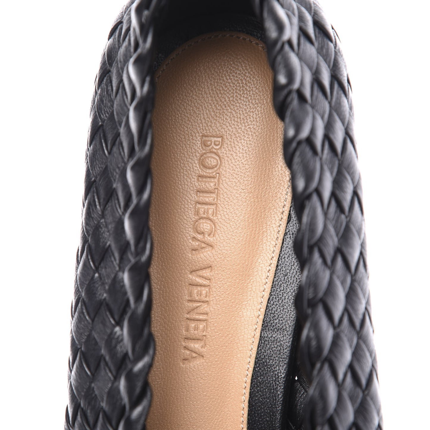 Nappa Intrecciato Almond Flats 39 Black