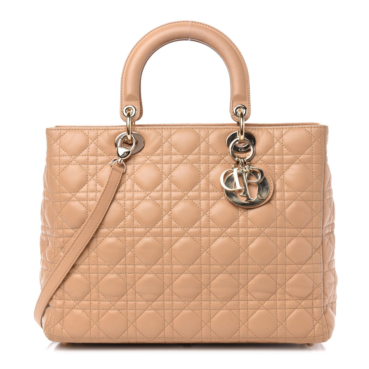 Lambskin Cannage Large Lady Dior Beige