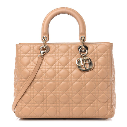 Christian Dior Lambskin Cannage Large Lady Dior Beige 1 of 12