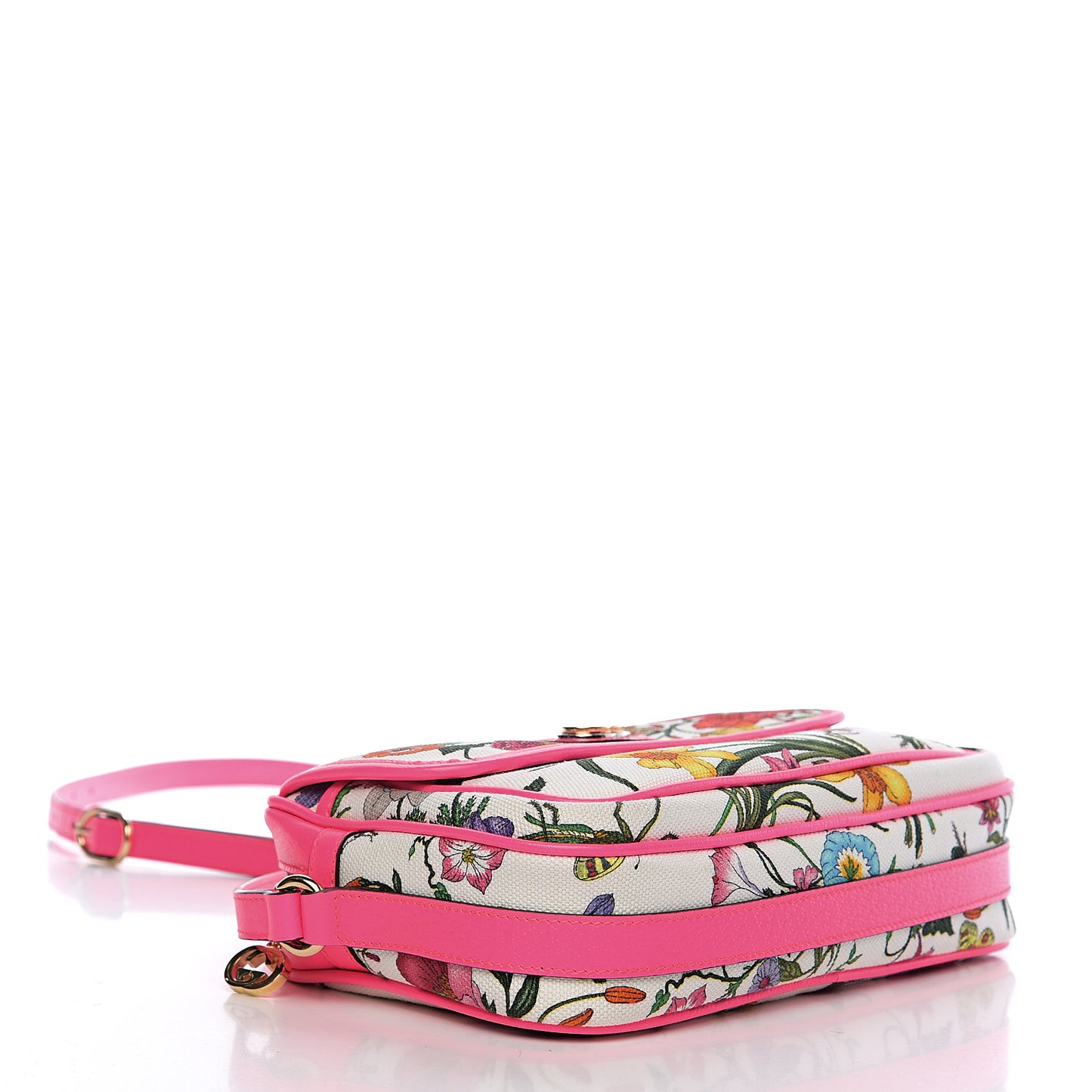 Canvas Flora Floral Shoulder Bag White Fuchsia Fluo
