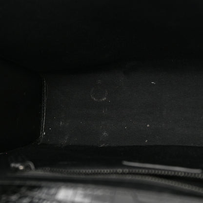 Saint Laurent Calfskin Crocodile Embossed Monogram Large Satchel Black 11 of 16