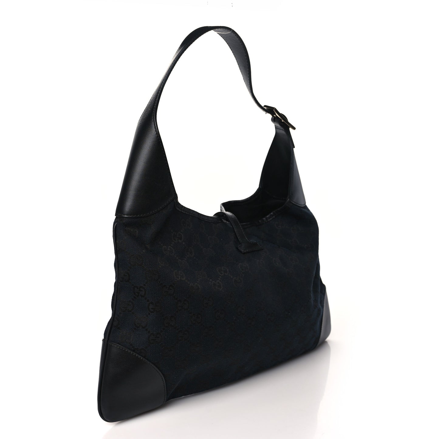 Monogram Lobster Clasp Jackie O Hobo Black