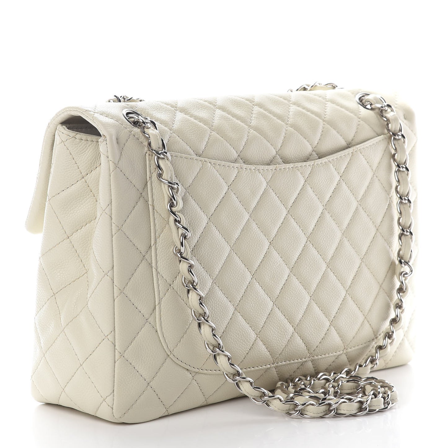 Caviar Quilted Maxi Single Flap White