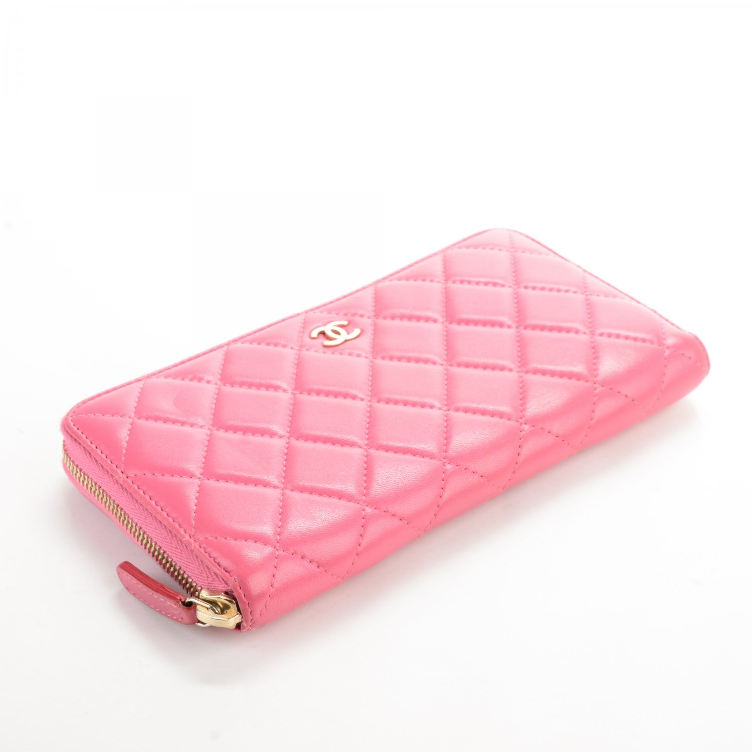 Chanel Lambskin Quilted Zip Around Wallet Pink 4 of 8