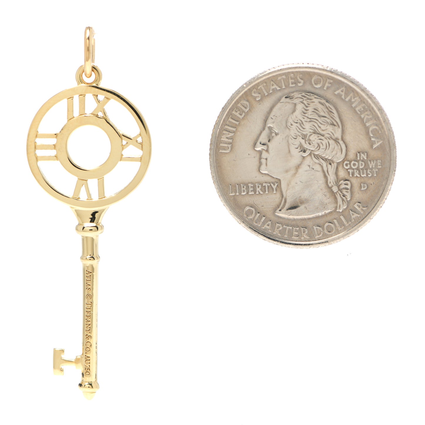 18K Yellow Gold Diamond Atlas Key Pendant