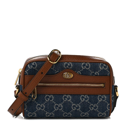 Gucci New Denim GG Monogram Dollar Calfskin Mini Ophidia Shoulder Bag Blue Tea Cuir Epilog 1 of 10