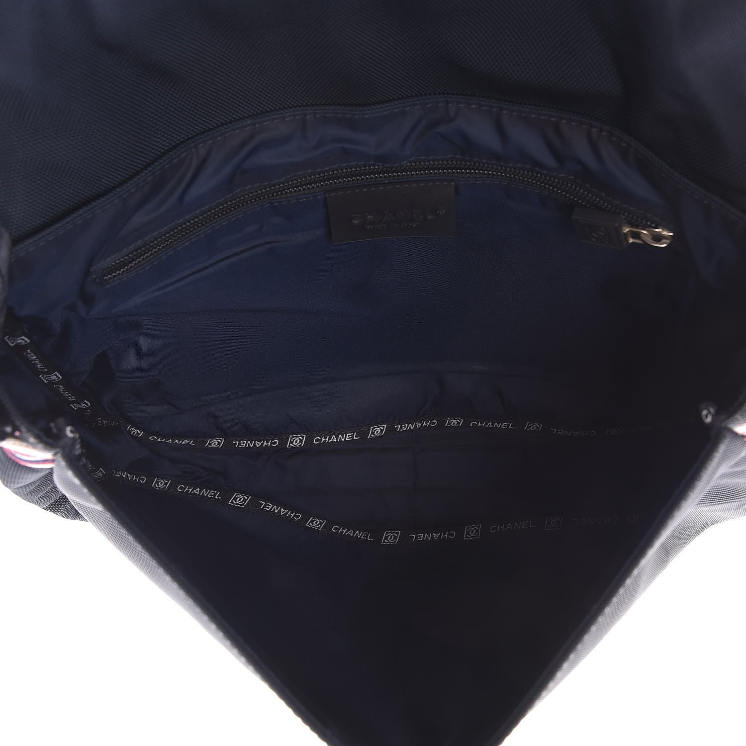 Chanel Canvas Nylon Expandable Sport Messenger Navy Off White 5 of 16