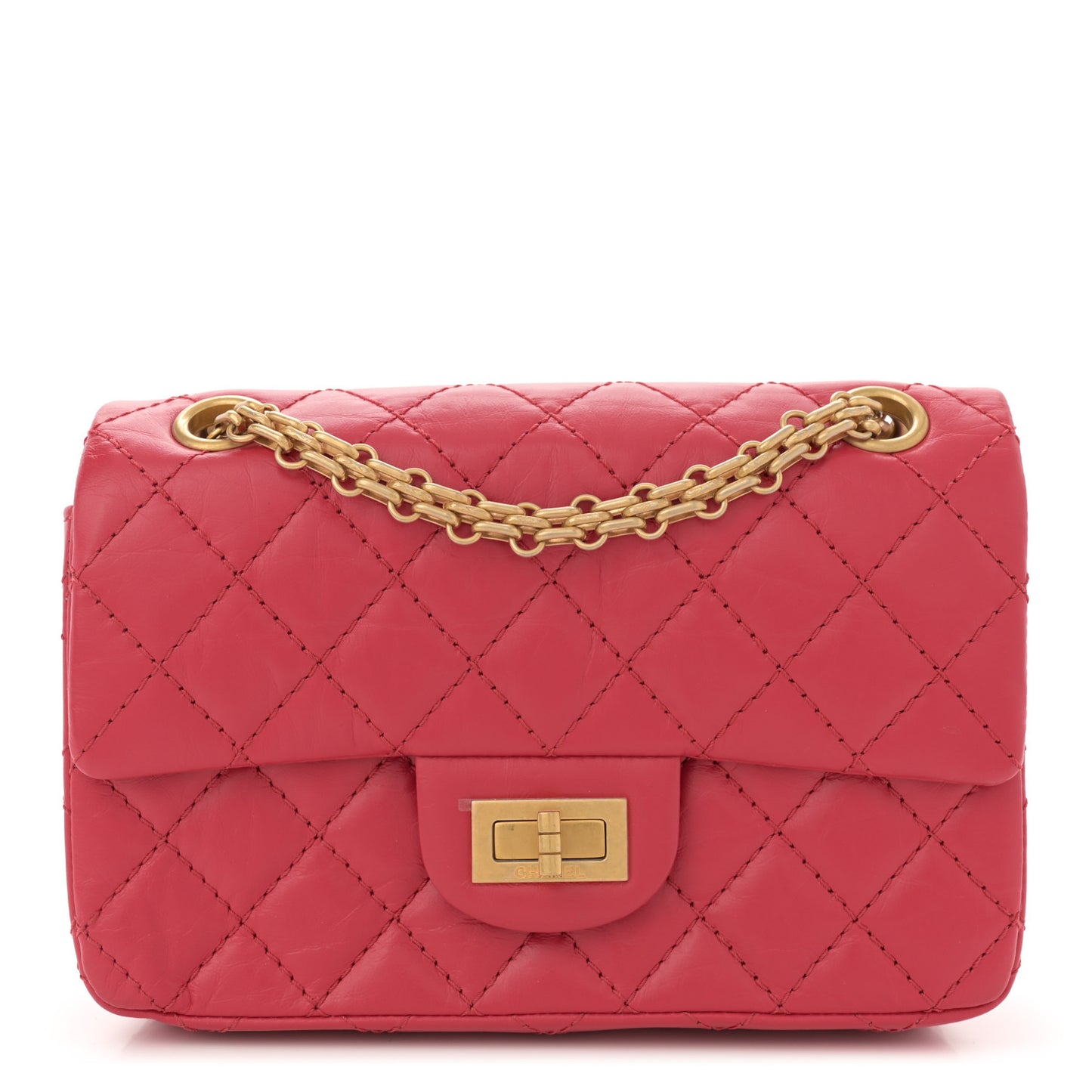 Aged Calfskin Quilted 2.55 Reissue Mini Flap Red