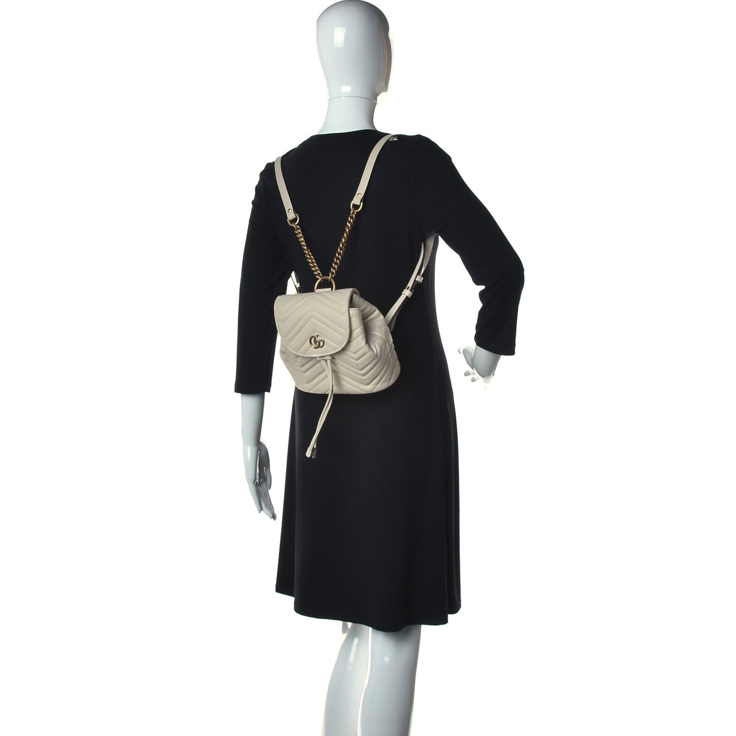 Calfskin Matelasse GG Marmont Flap Backpack White