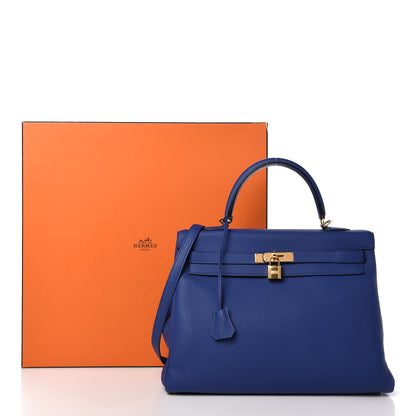 Hermes Togo Kelly Retourne 35 Bleu Electrique 11 of 11