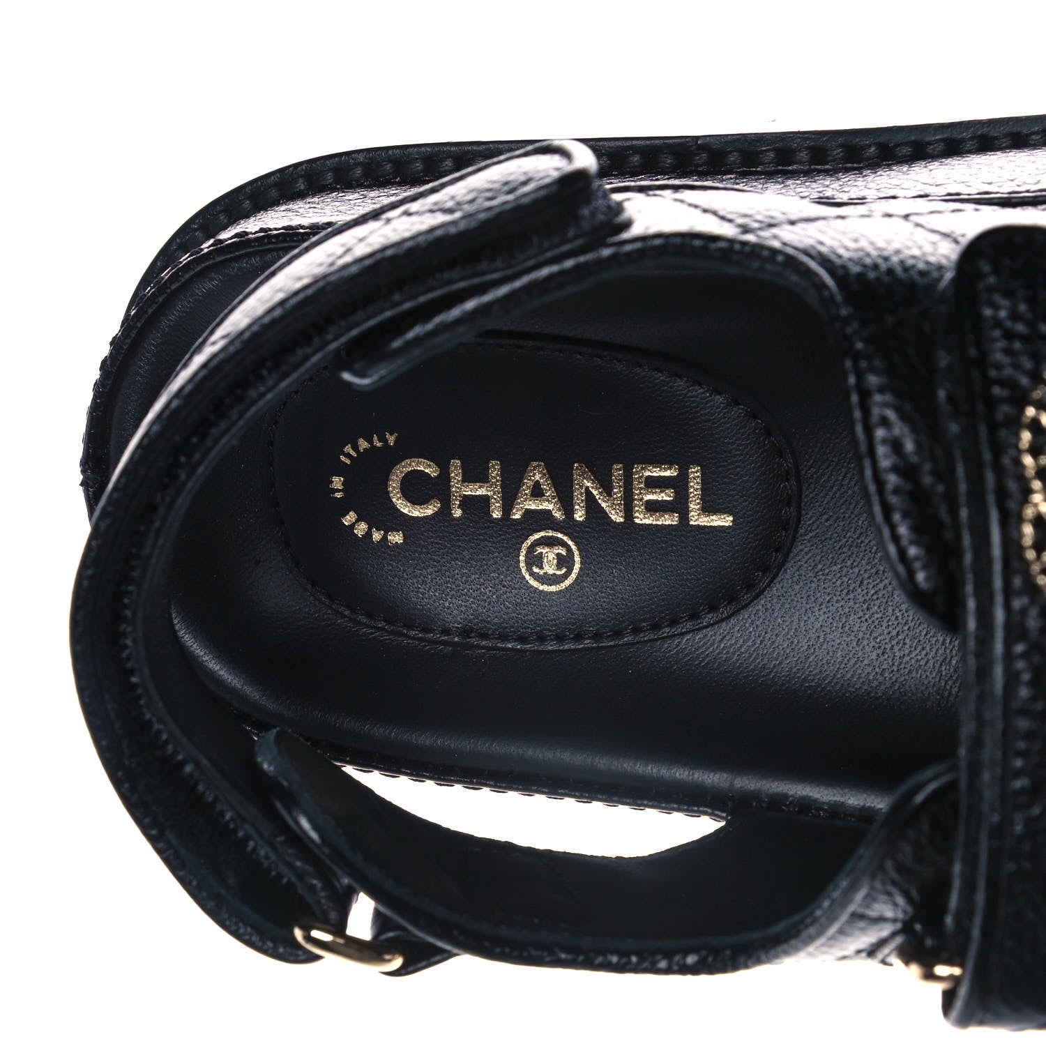 Chanel Grained Calfskin Velcro Dad Sandals 35 Black 6 of 12