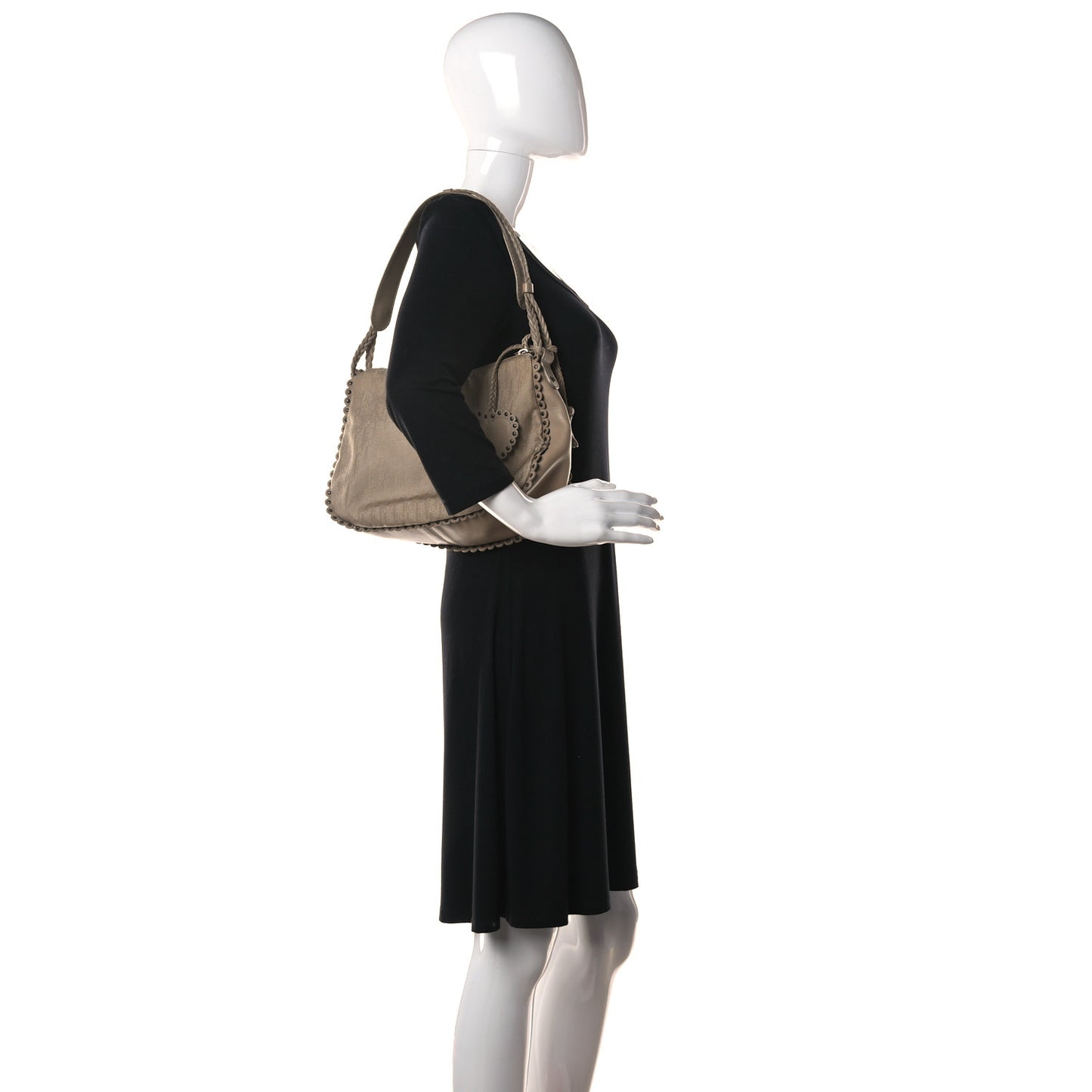 Monogram Braided Hobo Beige