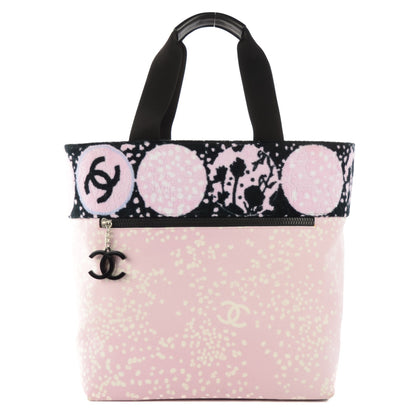 Chanel Terry Cotton Canvas Printed Large CC Tote Pink Black 1 of 6