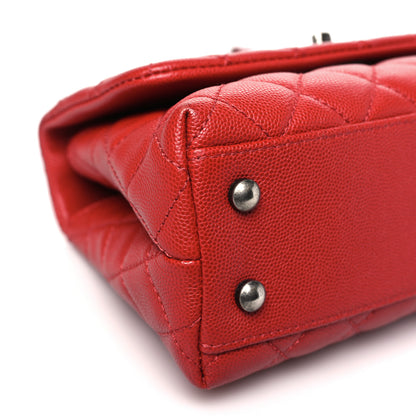 Chanel Caviar Quilted Mini Coco Handle Flap Red 9 of 10