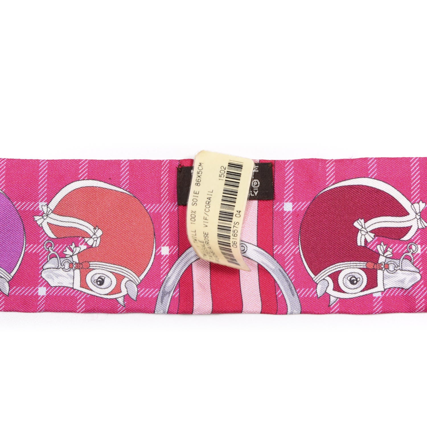 Hermes Silk Tatersale Twilly Fuchsia Rouge Vif Corail 2 of 4