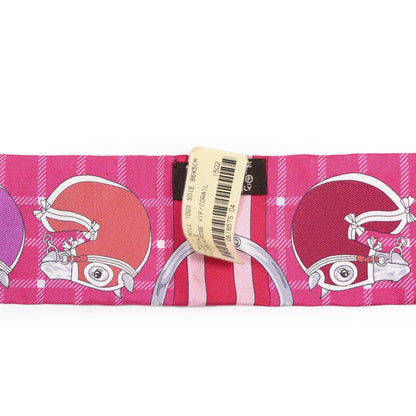 Hermes Silk Tatersale Twilly Fuchsia Rouge Vif Corail 2 of 4