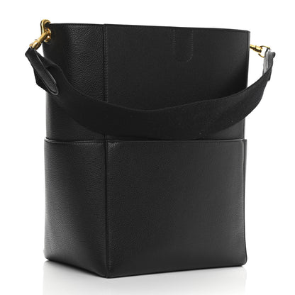 Celine Soft Grained Calfskin Sangle Bucket Bag Black 2 of 9