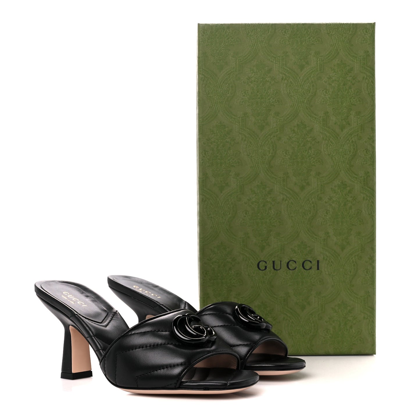 Nappa Matelasse Monochrome GG Marmont 75mm Slide Sandals 35 Black