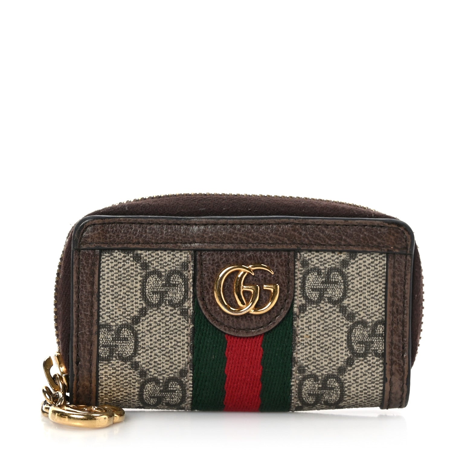Gucci GG Supreme Monogram Web Ophidia Zip Around Key Case Beige New Acero 1 of 6