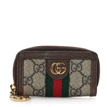 Gucci GG Supreme Monogram Web Ophidia Zip Around Key Case Beige New Acero 1 of 6