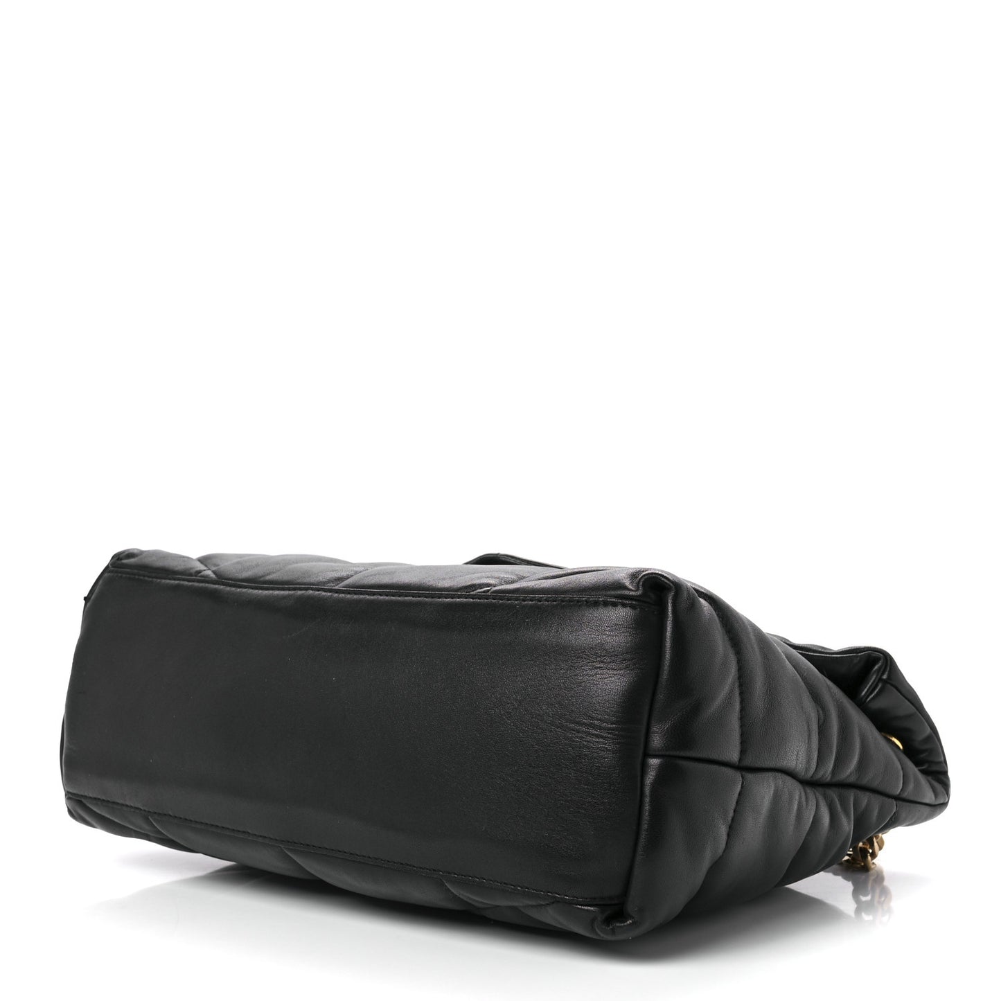 Lambskin Quilted Medium Loulou Puffer Monogram Chain Satchel Black